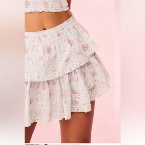 LiveShackFancy Ruffle Mini Blue Floral Skirt NWT - Medium
